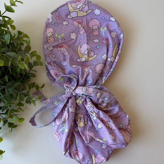 MY SWEET PIANO THEMED SATIN LINED PONYTAIL SCRUB CAP