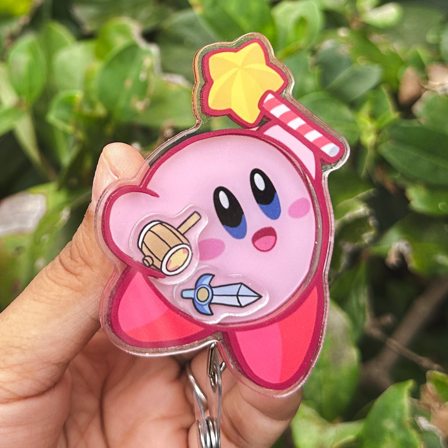 KIRBY - KIRBY THEMED ACRYLIC SHAKER BADGE REEL