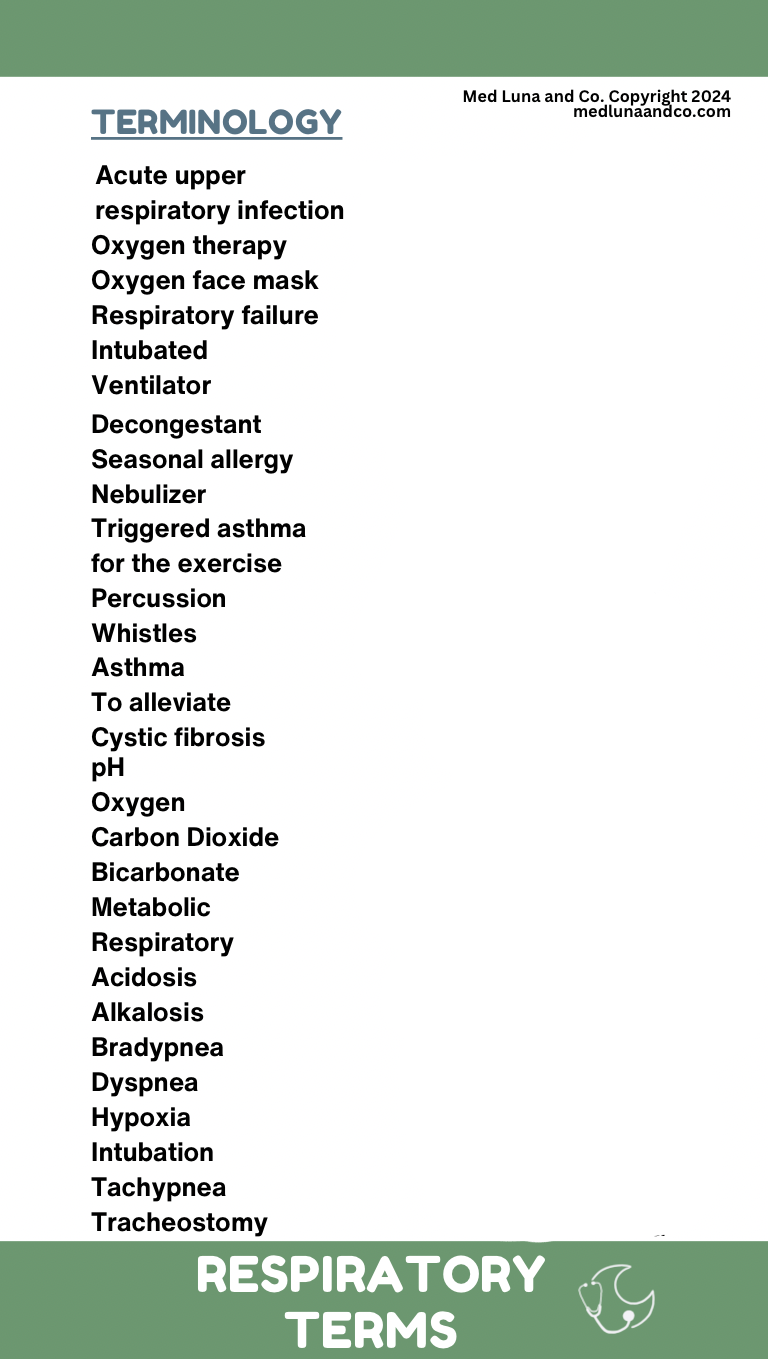 RESPIRATORY THERAPY PULMONARY TEST AND TERMS MEDICAL SPANISH BADGE